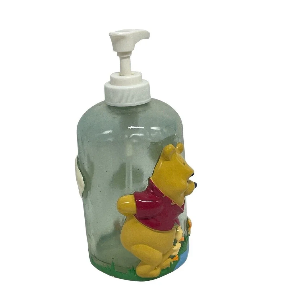 Vintage Winnie the Pooh Sunshine  Soap / Lotion  Dispenser 8” Glass RARE